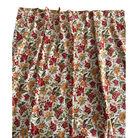 2 Fall Floral Curtain Panels 40x55 Handmade Joann Cotton Fabric LA32626 Orange - Picture 1 of 8
